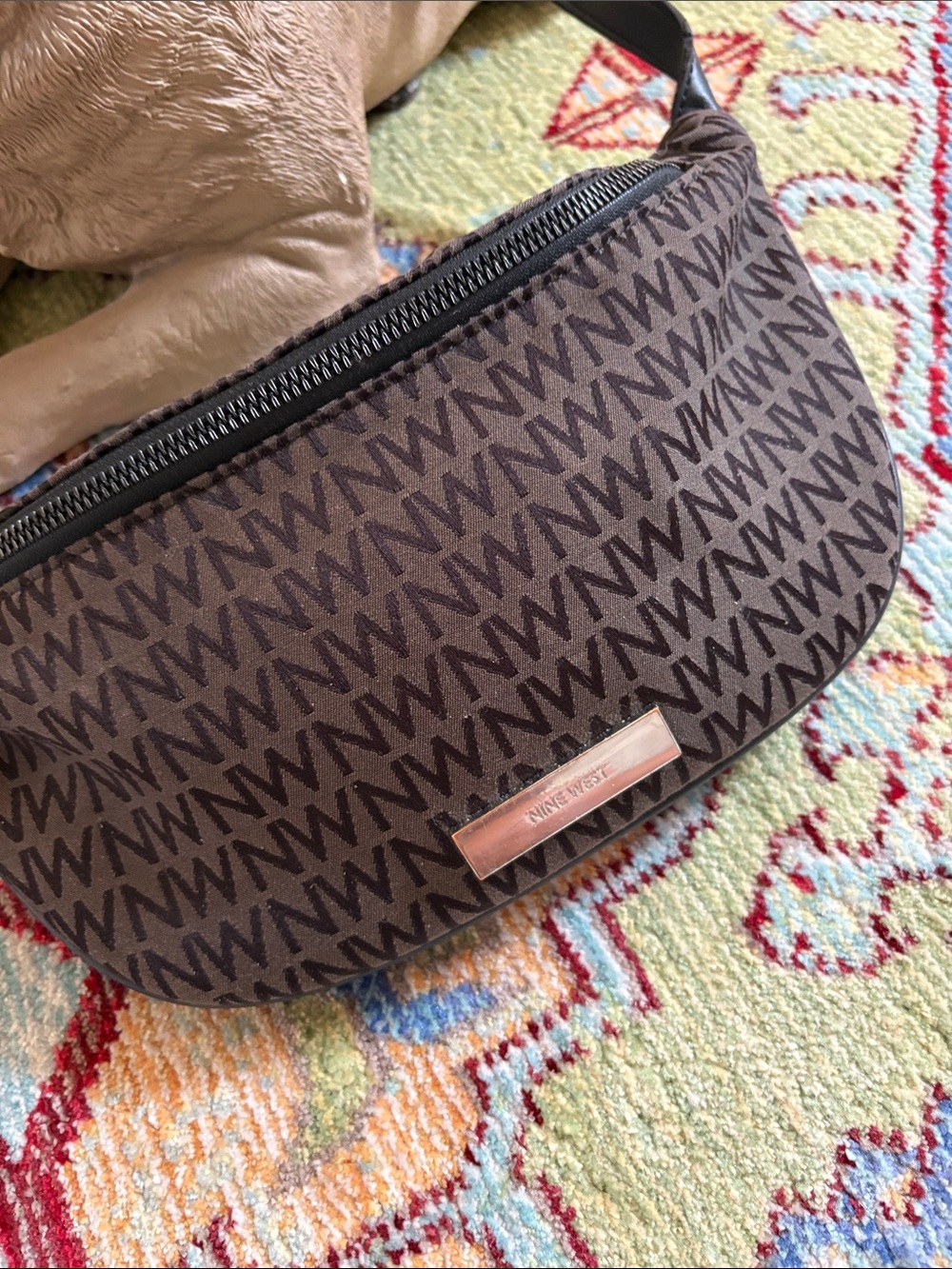 Nine West Dark Brown Monogram Belt Bag